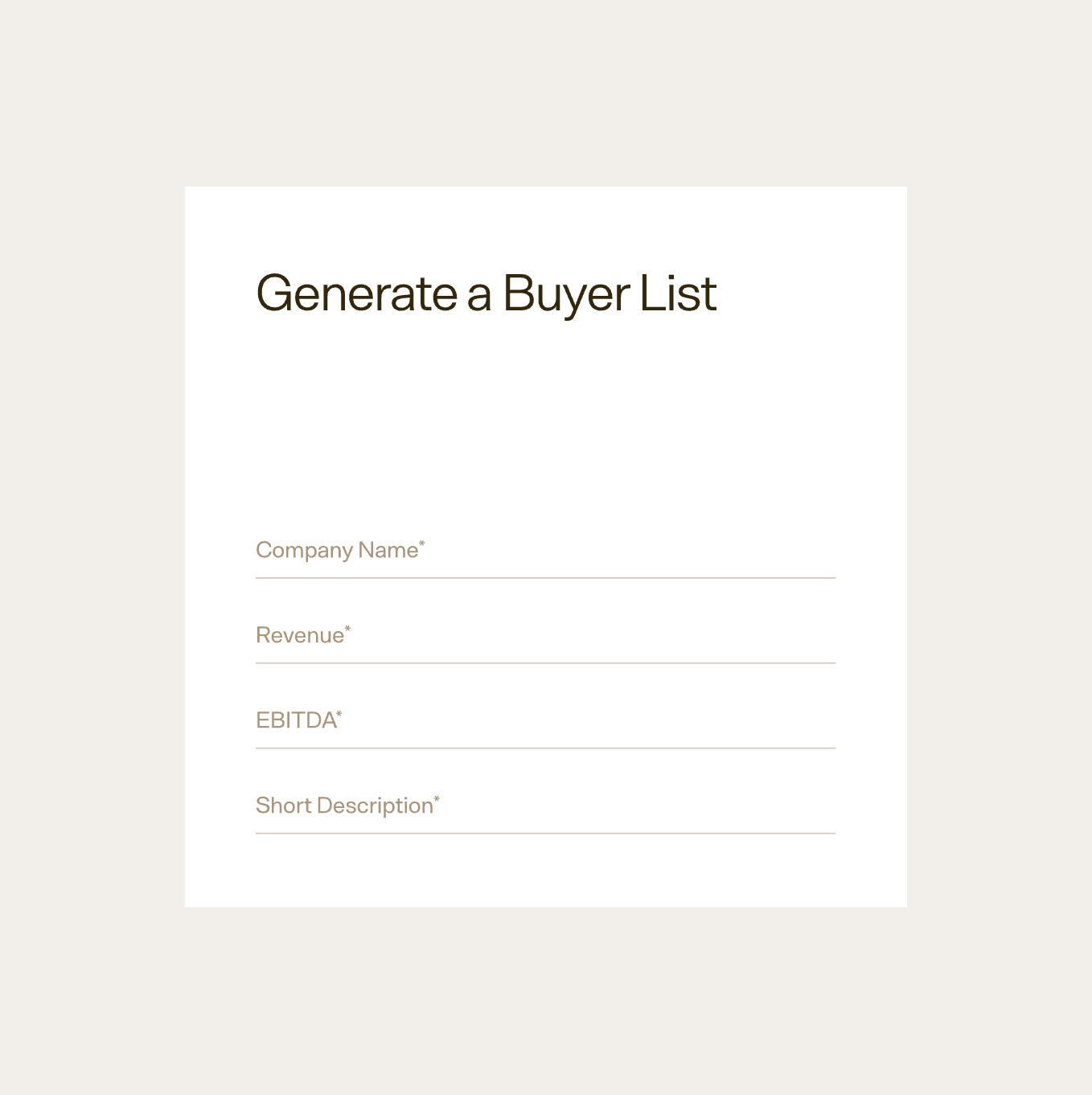Buyer List Generation